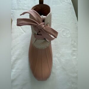 Sperry Pink and Cream Winter Rain Boots